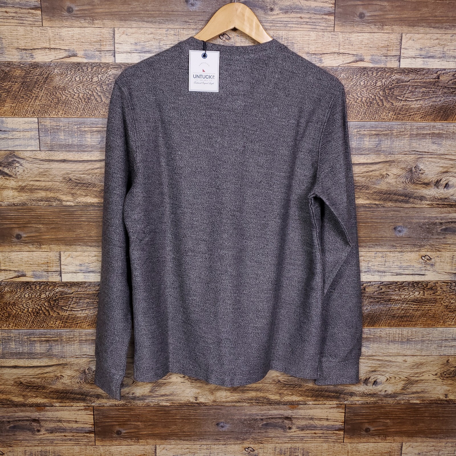 UNTUCKit Shirt Men Small Gray Henley Casual Comfort Cozy Warm 4 Button Urey NEW gallery