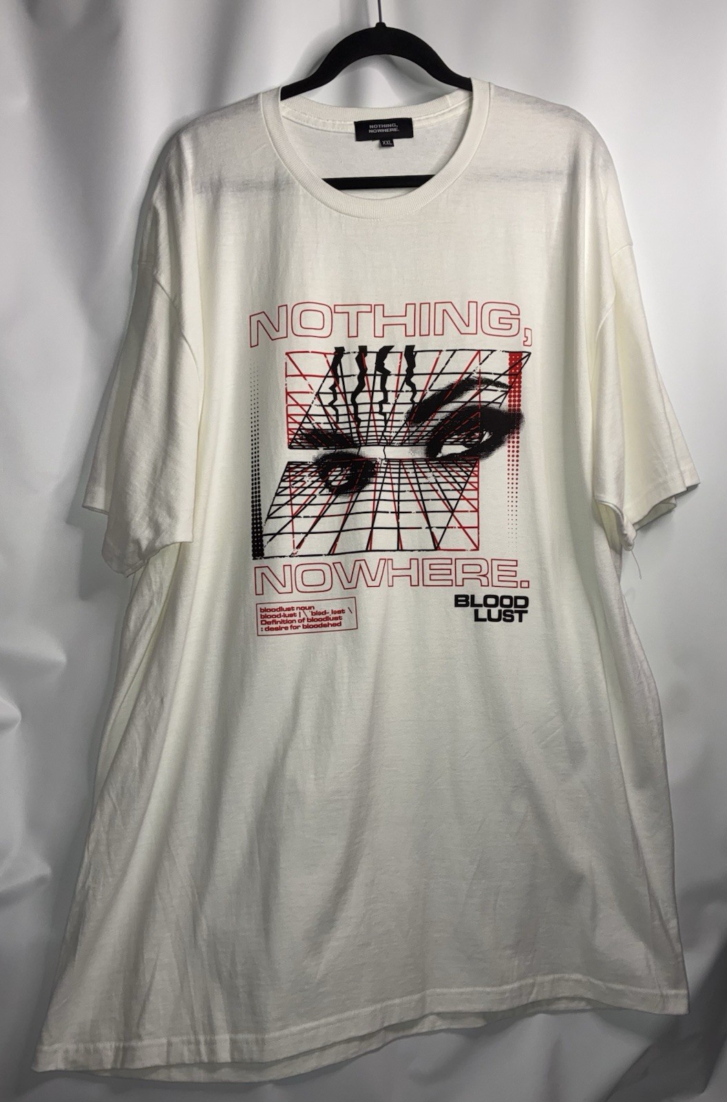 Nothing Nowhere T-shirt XXL White BG Bloodlust Bloodshed Eyes Black Red Graphic