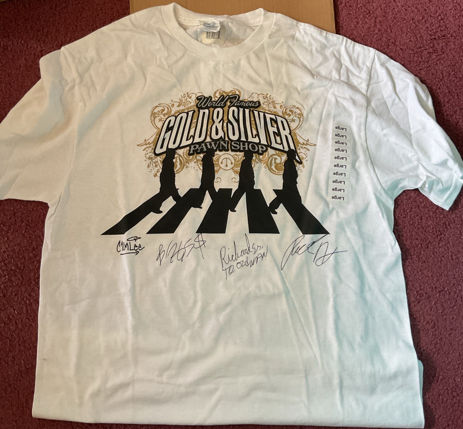 Pawn Stars Gold and Silver T Shirt Mens Large White Graphic Short Sleeve Size L