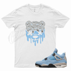 White DRIPPY T Shirt for J1 4 University Blue Tech Grey Cement 1 Powder UNC