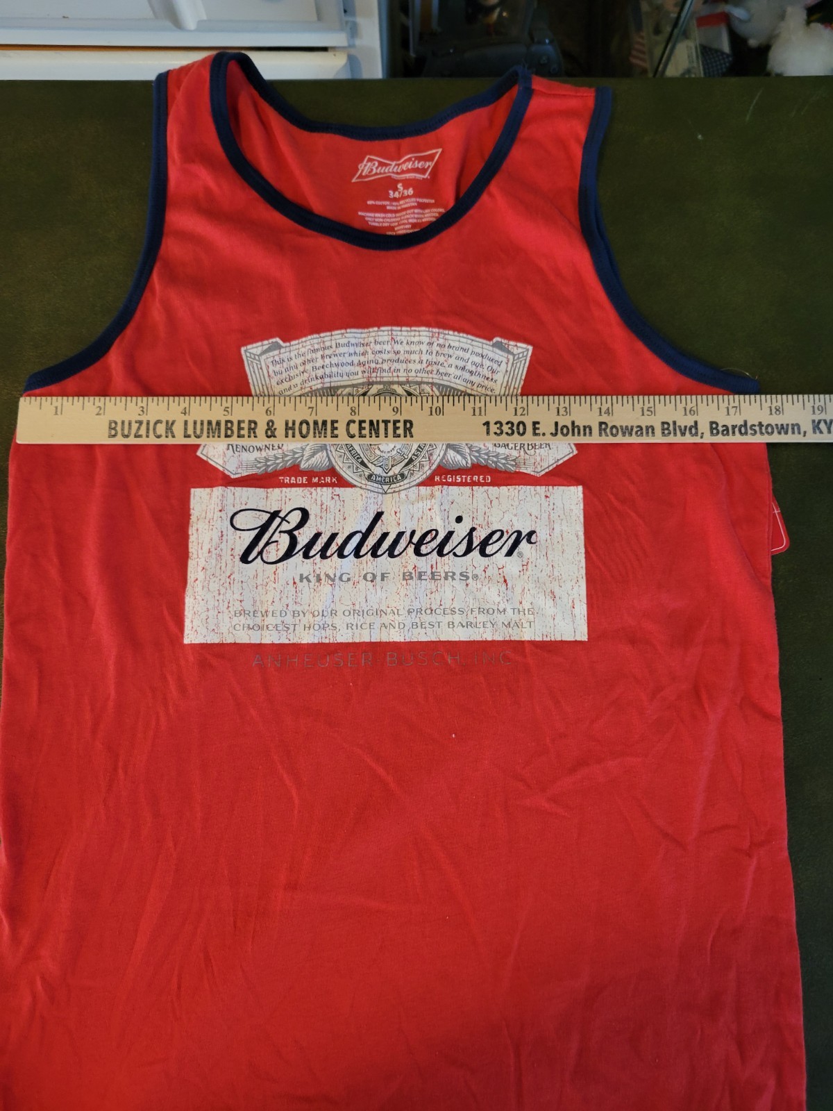 NWT Budweiser King of Beer Men's Tank Top in Red Small 34/36 New gallery
