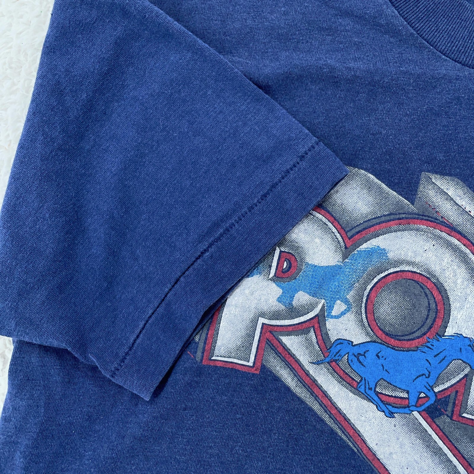 Vintage 80s Pony Shirt Mens Medium Blue Single Stitch Sneakers Logo Chevron Tee gallery