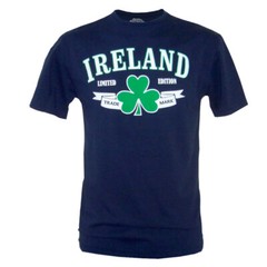 Traditional Craft Limited Men’s Irish T-Shirt with Shamrock Blue Color, Ireland