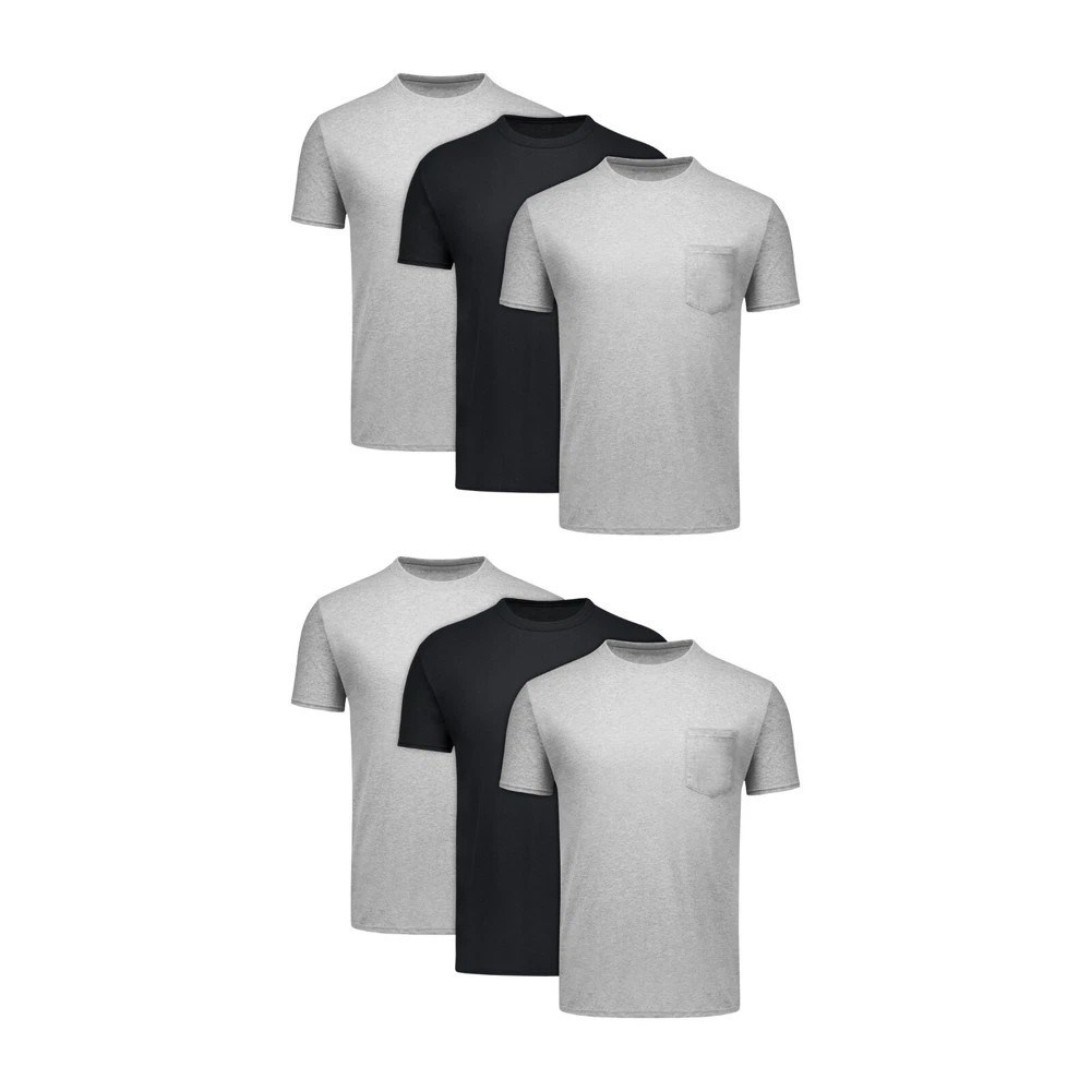 Hanes 6-Pack Pocket Tee Men's T-Shirt Soft and Breathable Black/Grey gallery