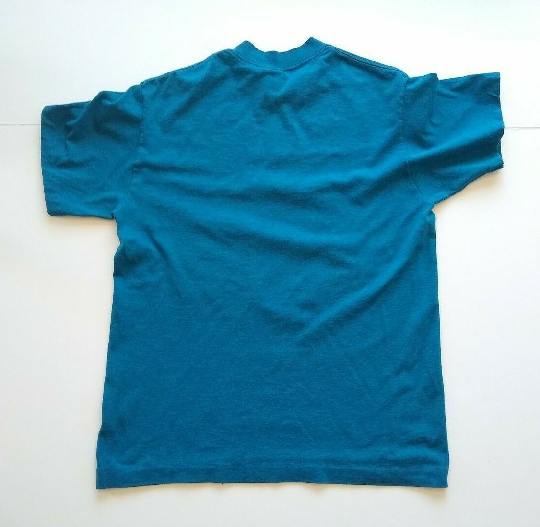 Vintage Nathan Richards 1992 TeeJays T Shirt Blue-Green Size M SEE MEASUREMENTS gallery