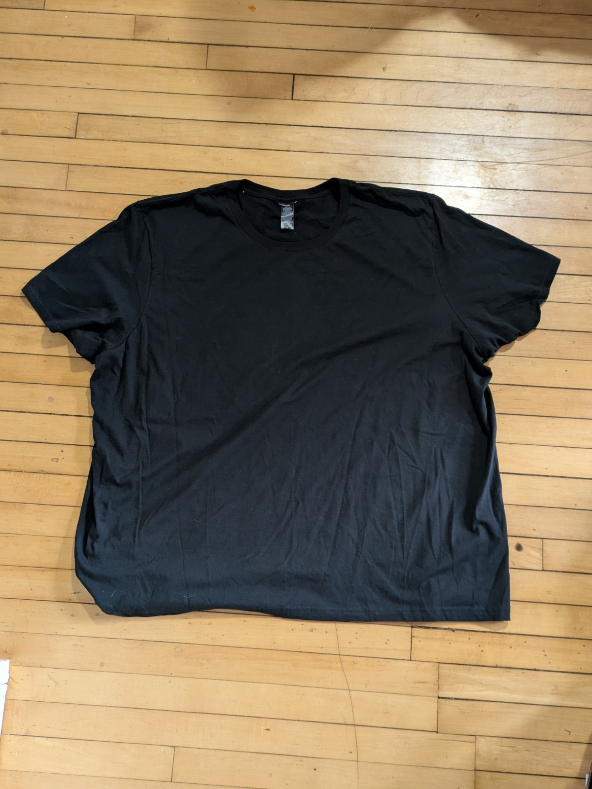 NEW 5XL Mens Black Heavy Cotton Plain Crew Neck Short Sleeves T-Shirt  RN 103819 gallery