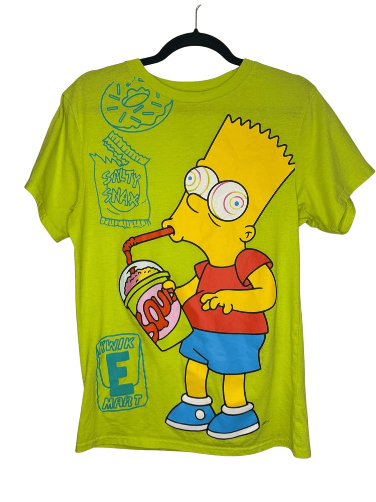 The Simpsons Men’s Medium Bart Simpson Graphic T-Shirt Lime Green