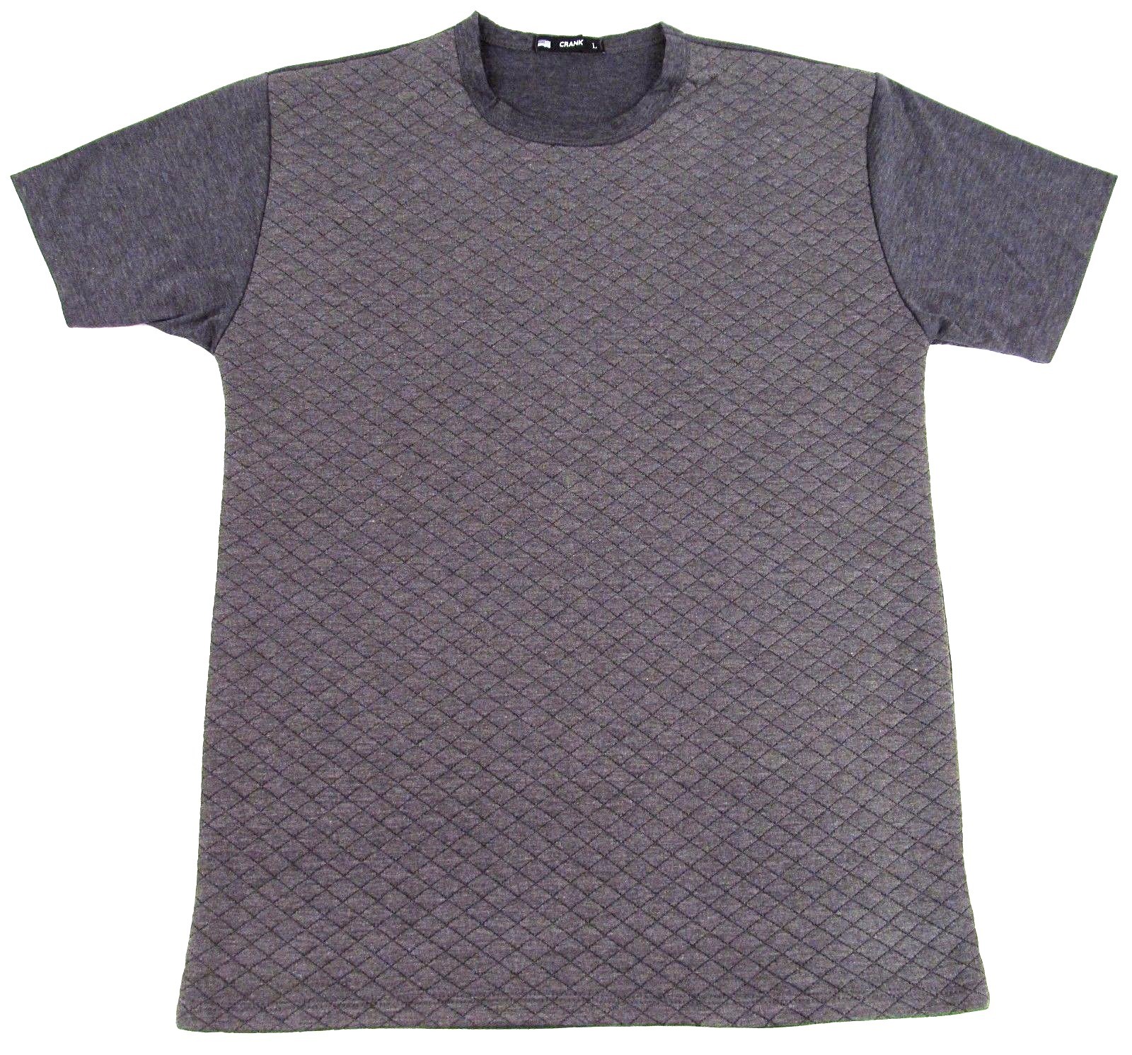 Quilted T-shirt Adult Men M,L,XL Front Quilt Tee CRANK Charcoal Gray New gallery