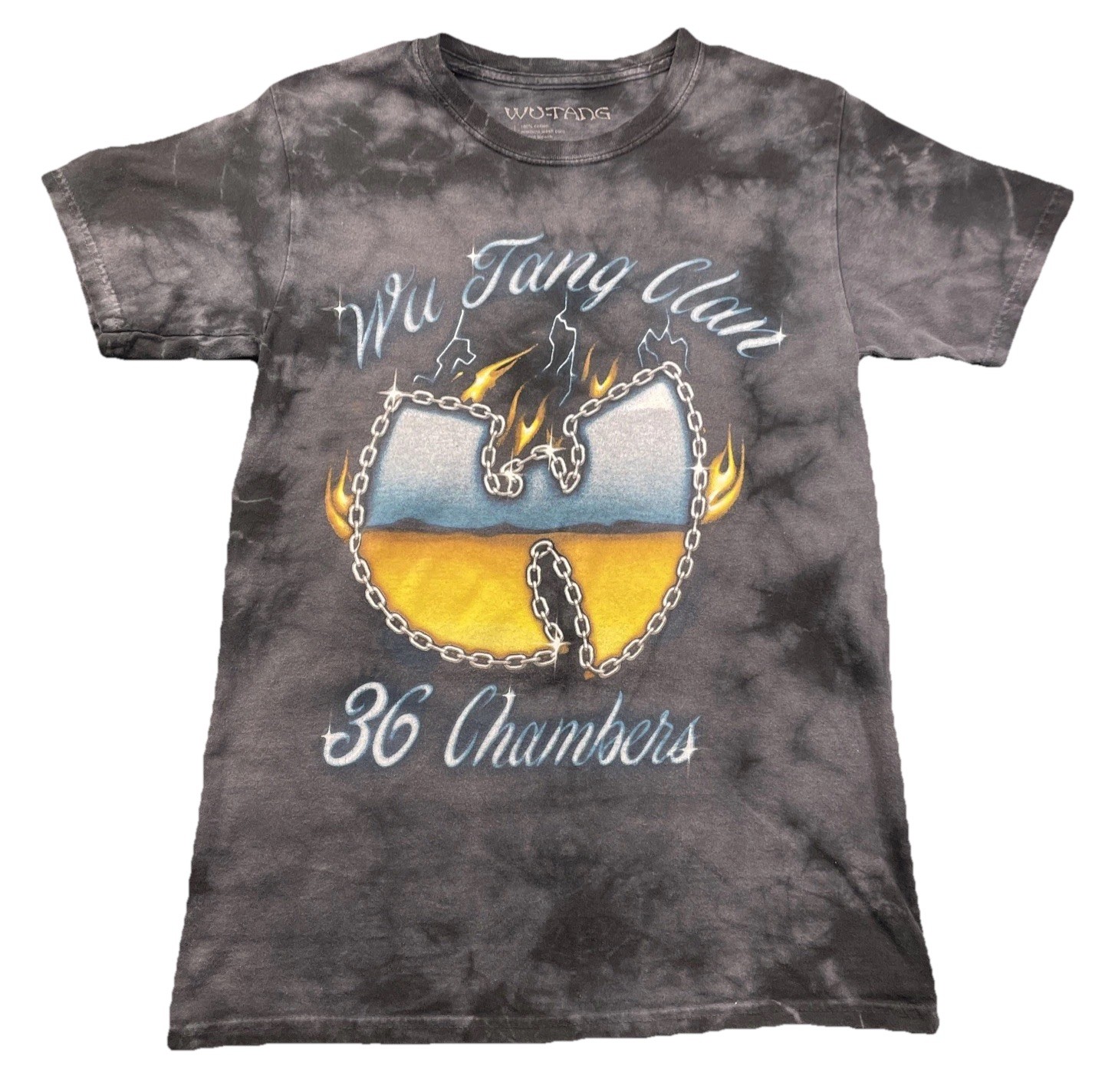 Official WU-TANG Clan Blue 36 Chambers Tie Dye T-Shirt Mens Size L Hip Hop Rap