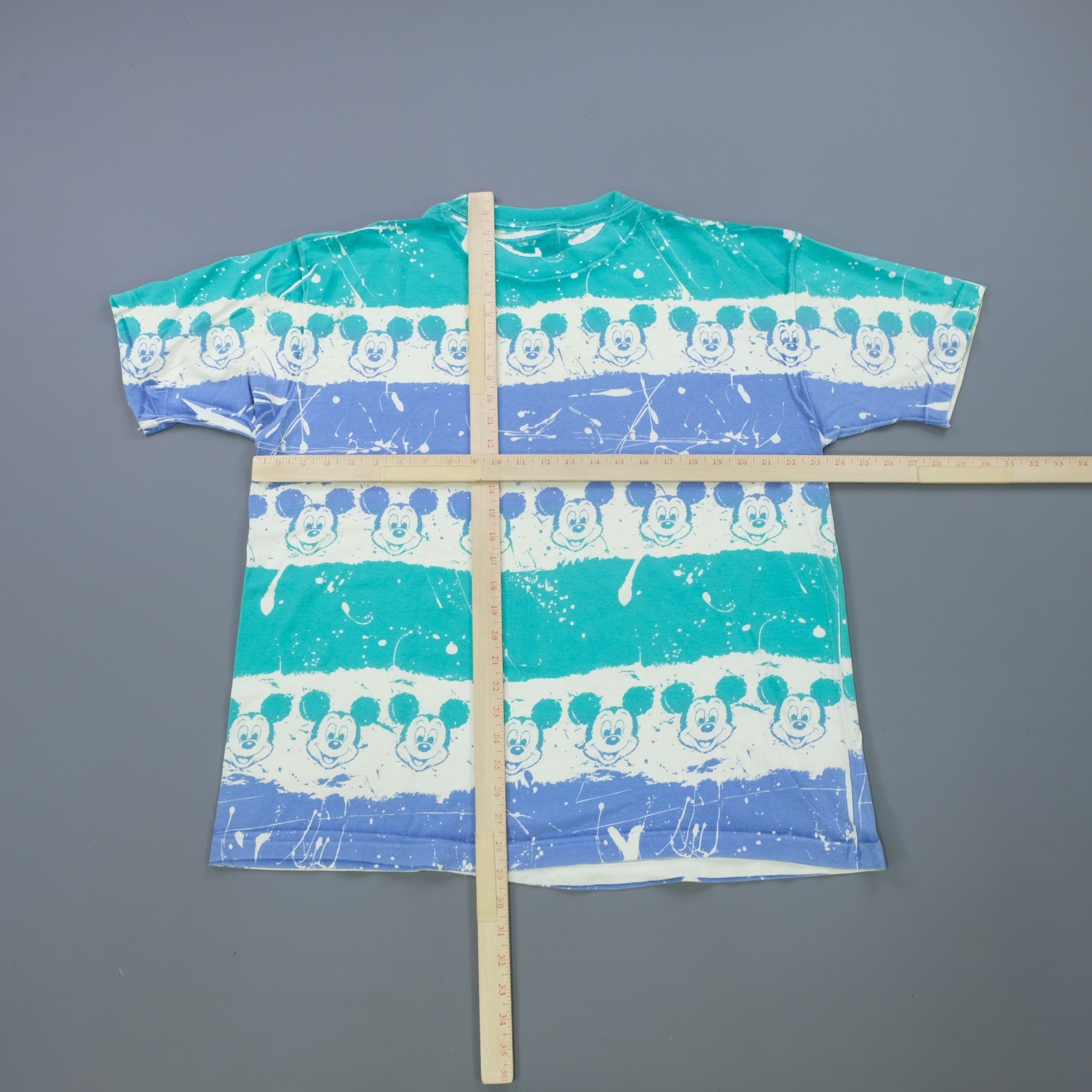 Rare VTG DISNEY Mickey Mouse Splatter Stripe All Over Print T Shirt 90s AOP OSFA gallery