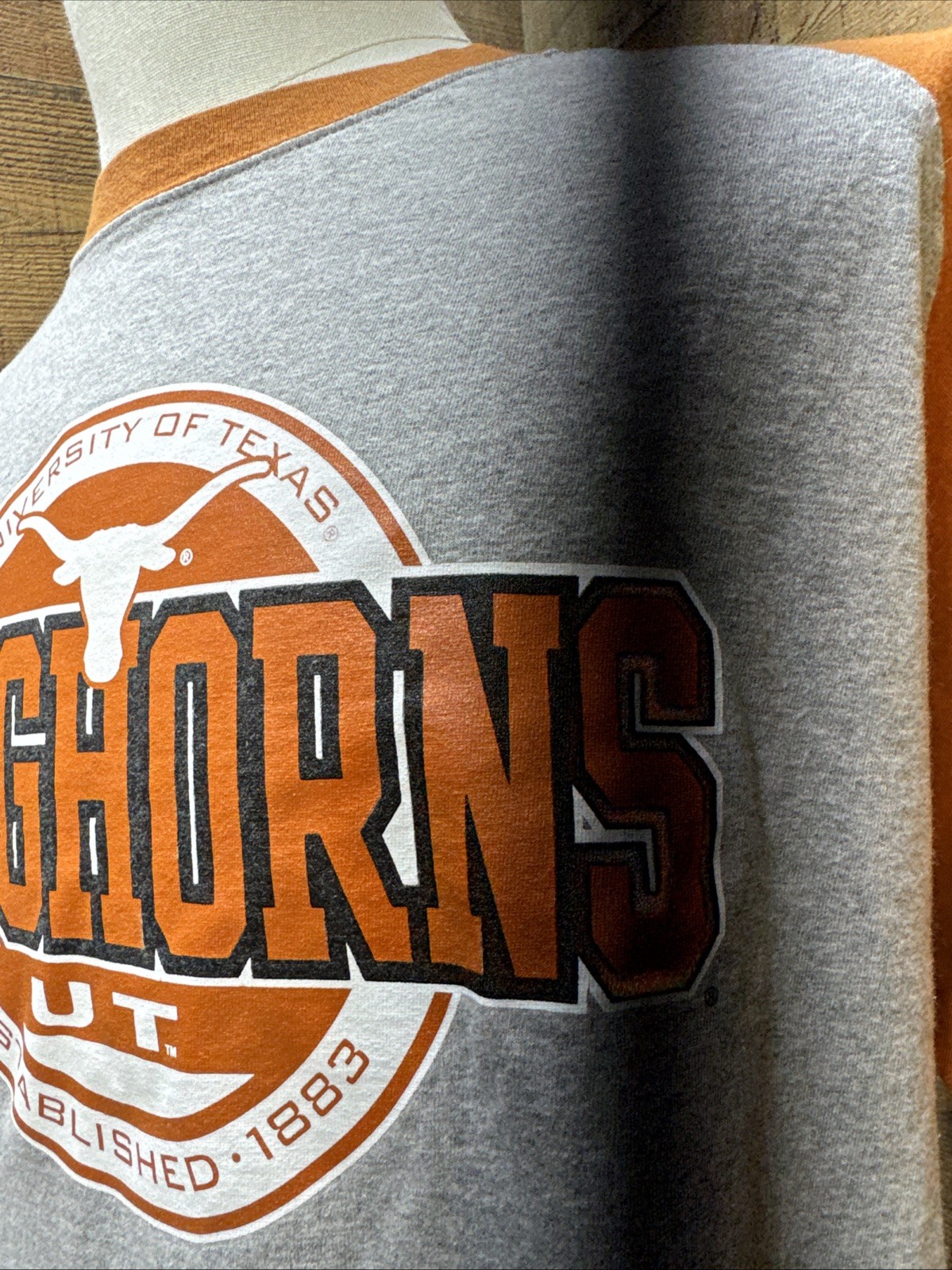 TEXAS LONGHORNS Official NCAA Authentic Apparel Burnout Raglan T-Shirt Sz XL gallery