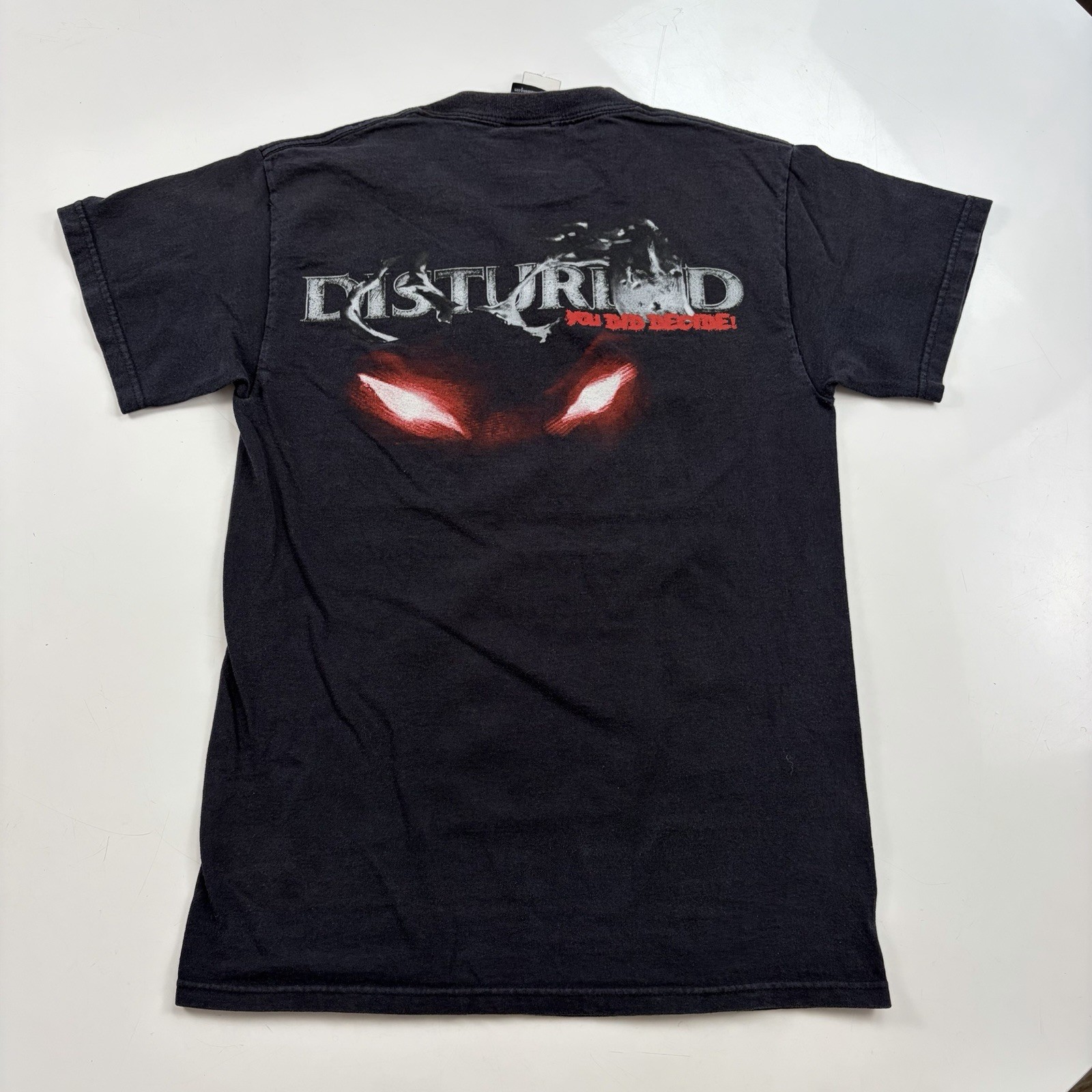 Vintage 90s Disturbed Smile Face Rock Giant Tag Band T-Shirt Size Medium gallery