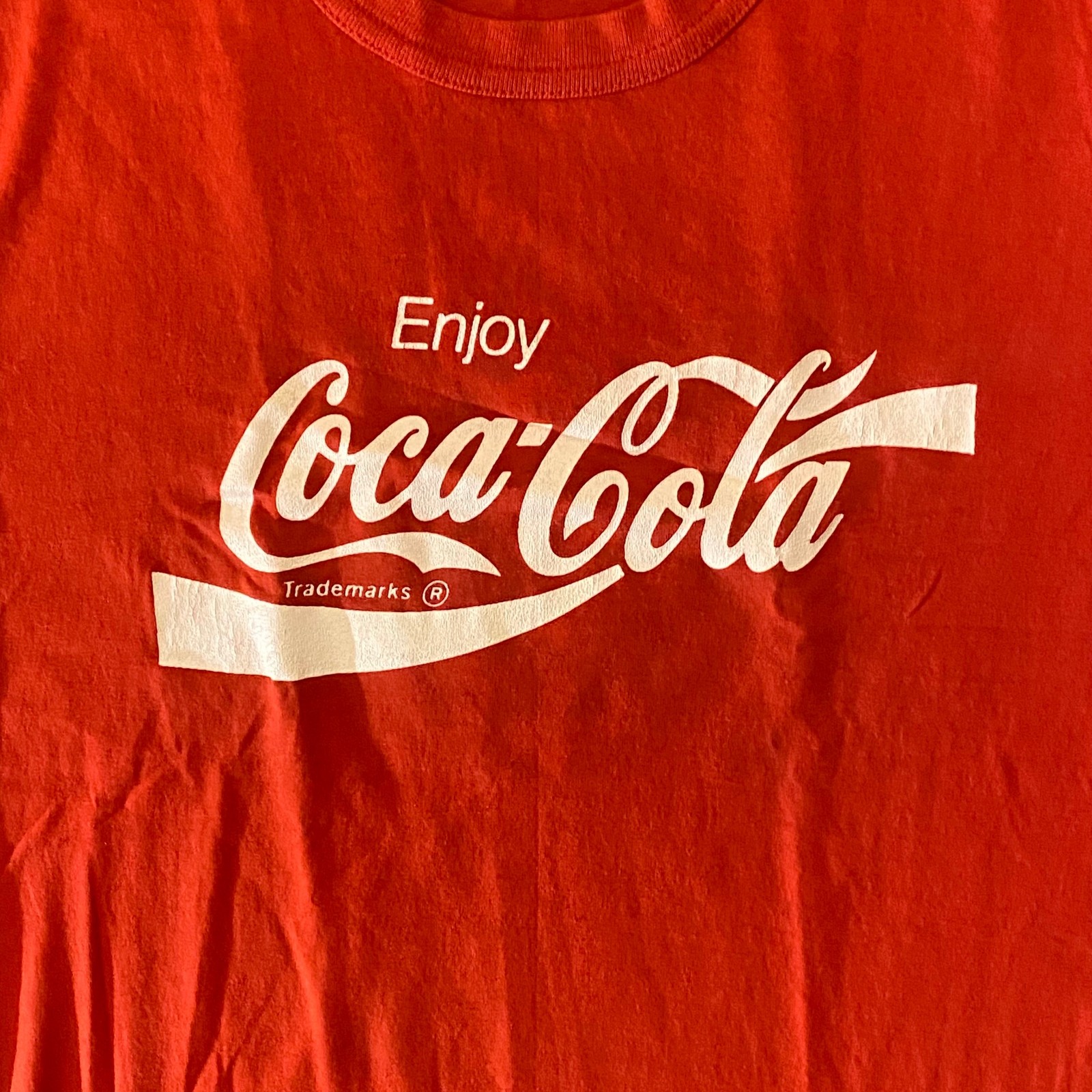 Coca Cola T-Shirt Mens M Red Logo Graphic Tee HOBY Youth Back Print USA TeeJays gallery