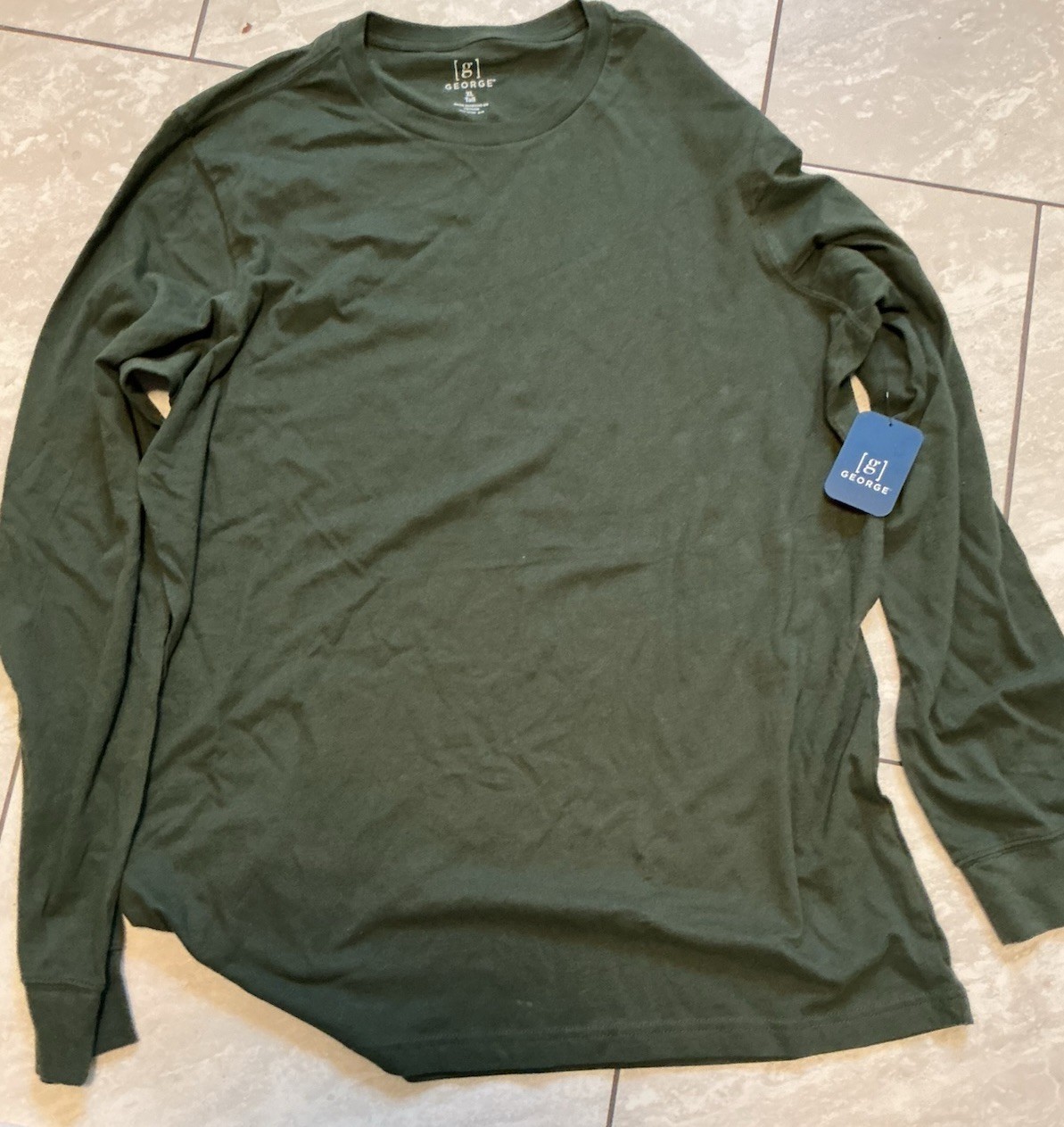 George Men's T-Shirt Extra Large Olive Cotton Polyester Crew Neck gallery