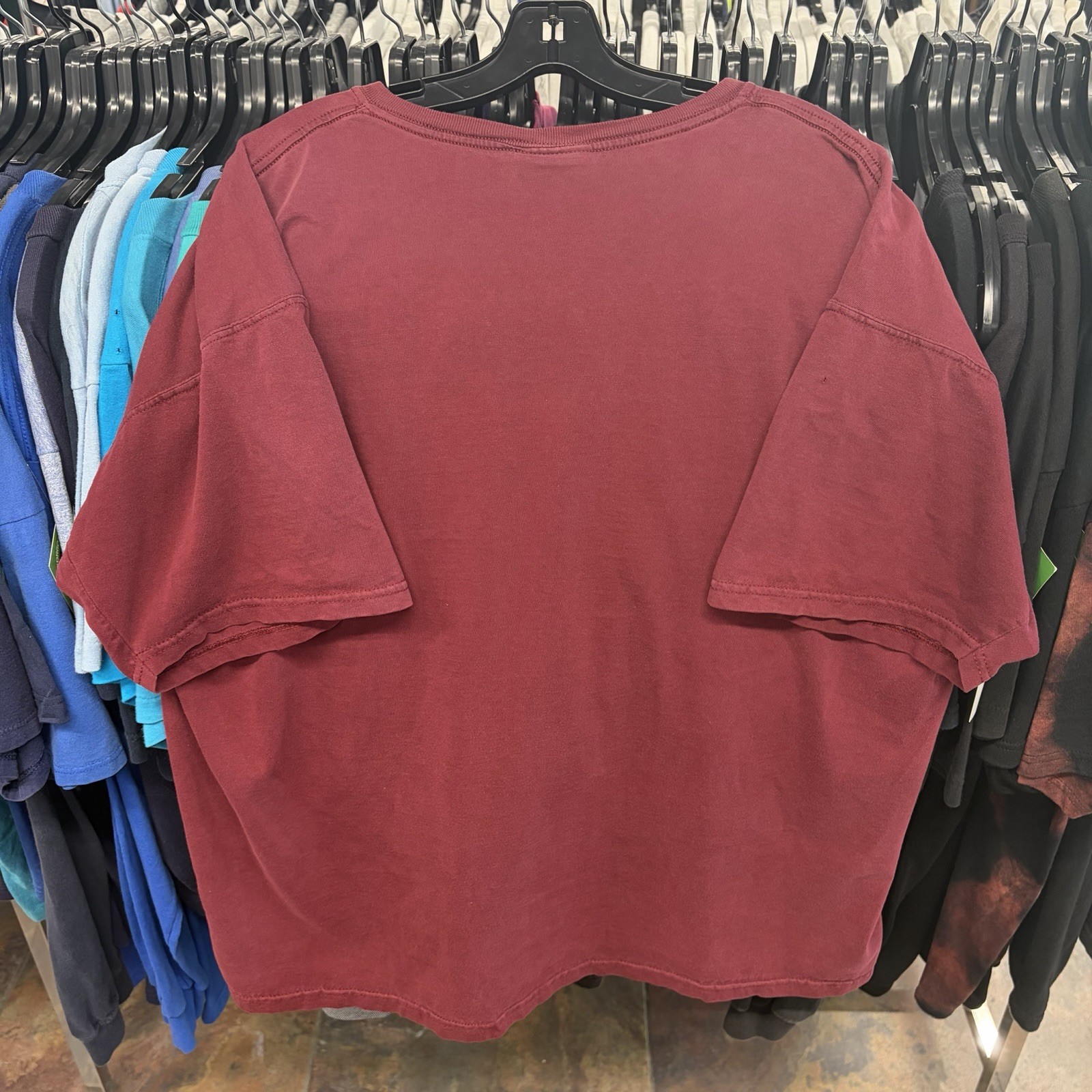 Vintage 90s Russell Athletic Pro Cotton Maroon/Burgundy Blank Pocket Tee Size XL gallery