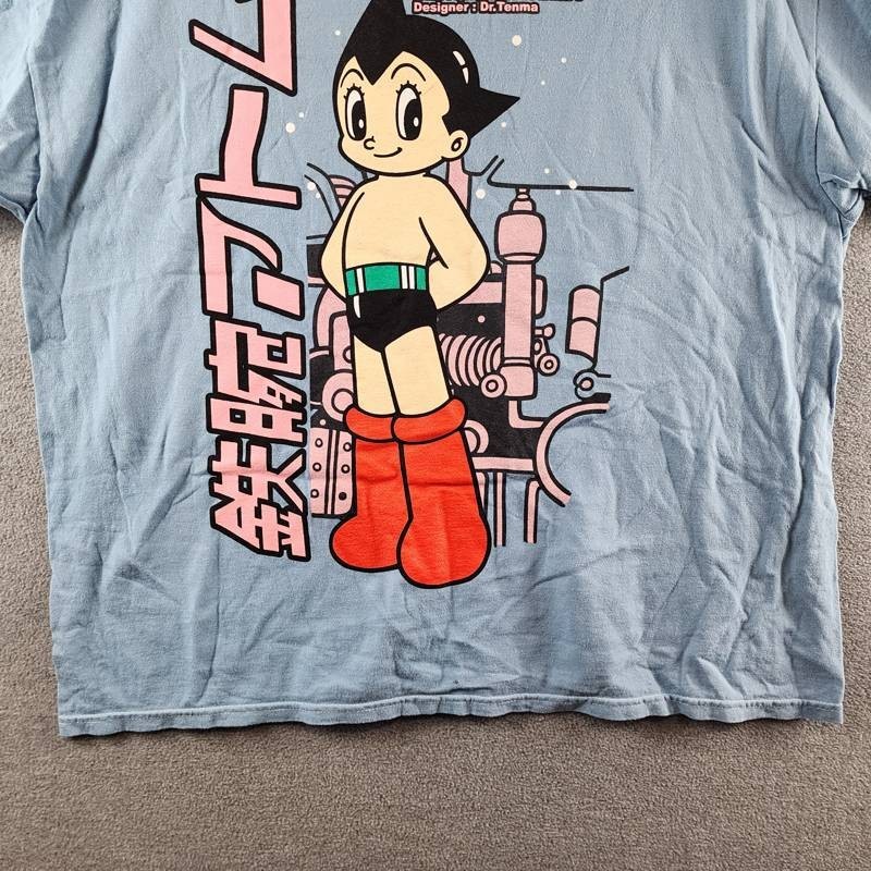 Astro Boy Kanji Graphic Print Tee Mens XL Light Blue Multi Crewneck Short Sleeve gallery