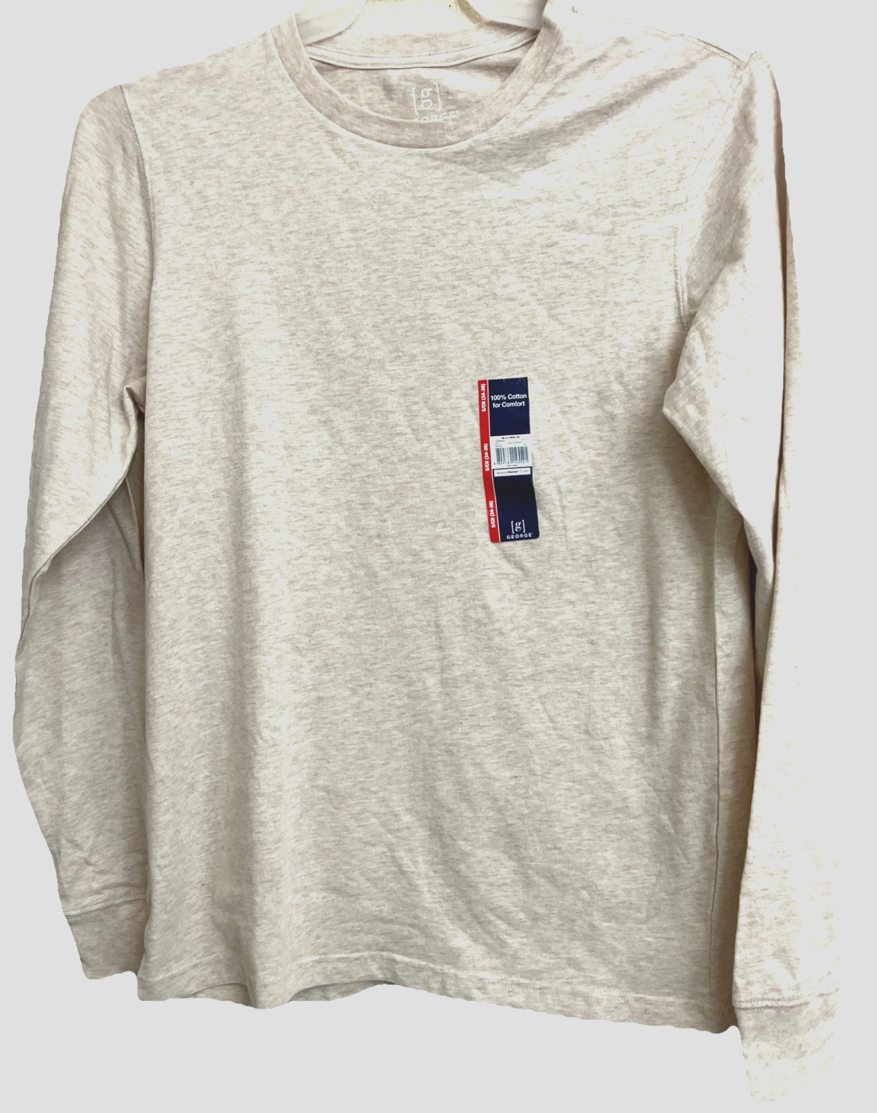 George Men’s Long Sleeve T-Shirts Beige Small Cotton New 5M19