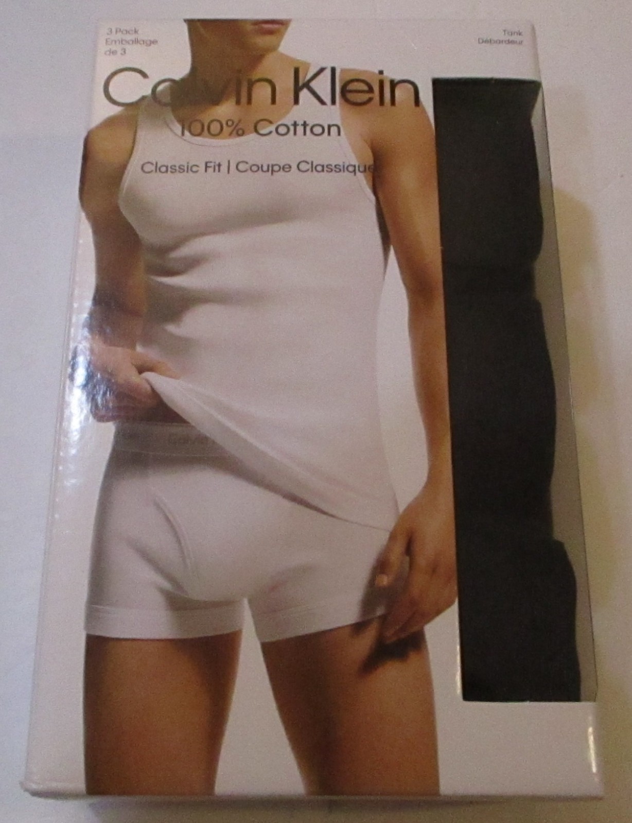 3 PACK CALVIN KLEIN SIZE MEDIUM BLACK RIBBED COTON TANKS T-SHIRTS UNDERSHIRTS gallery