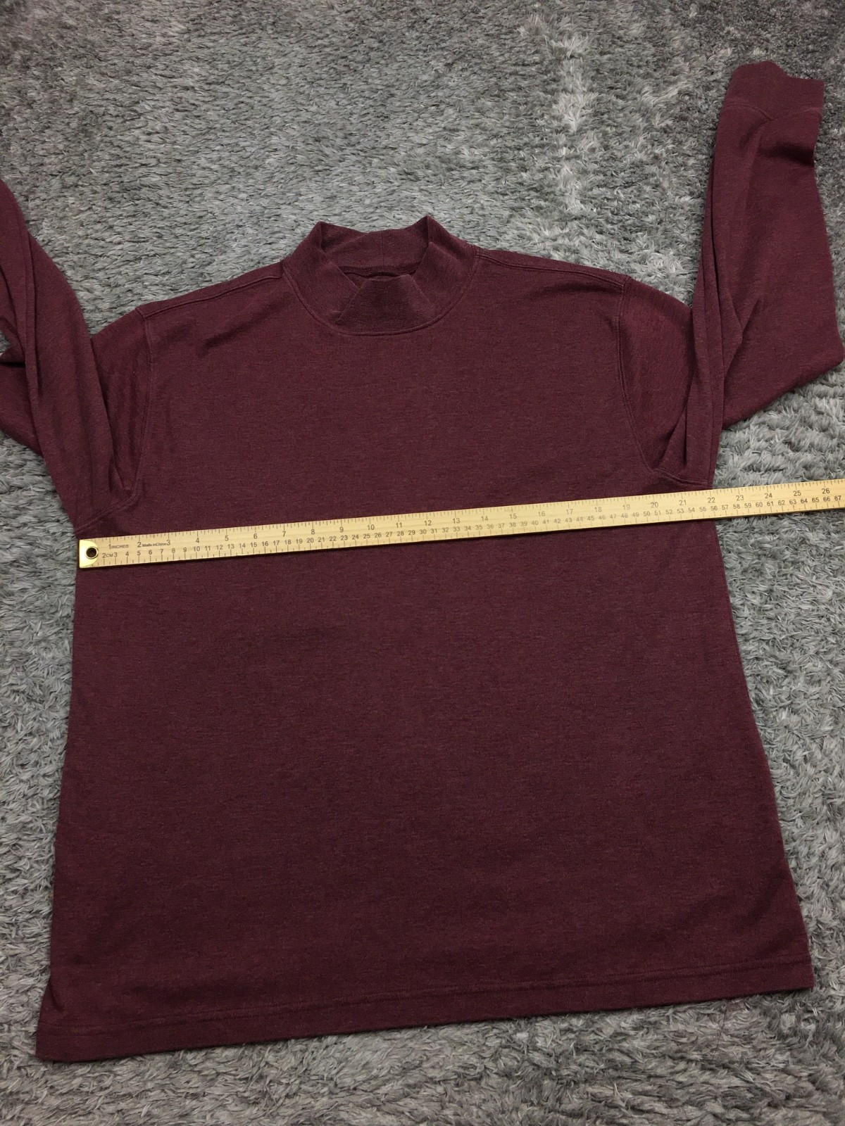 St Johns Bay Mock Neck Shirt Mens Size Large Red Cotton Blend gallery