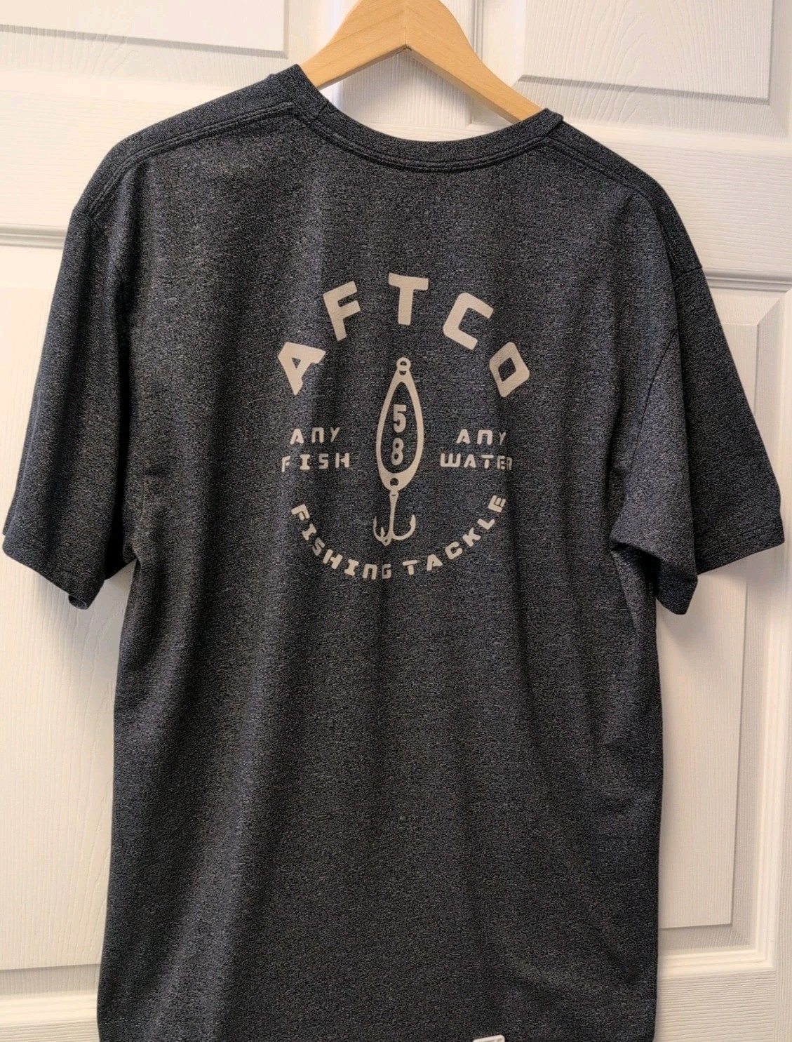 Aftco T Shirt Mens Large Gray Black Performance Stretch Fishing Graphic gallery