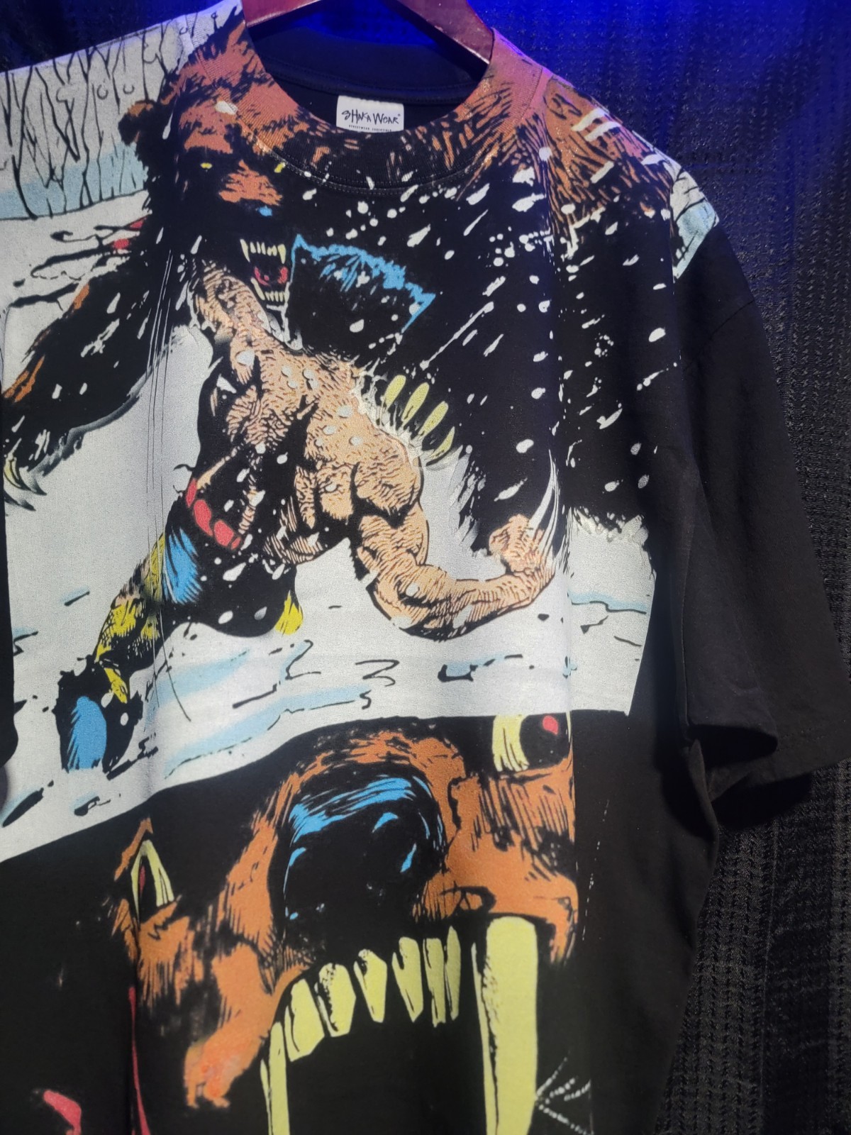 Wolverine Vs Grisly Bear ON A HEAVYWEIGHT GARMET DYED T SHIRT ( Check Descripti gallery
