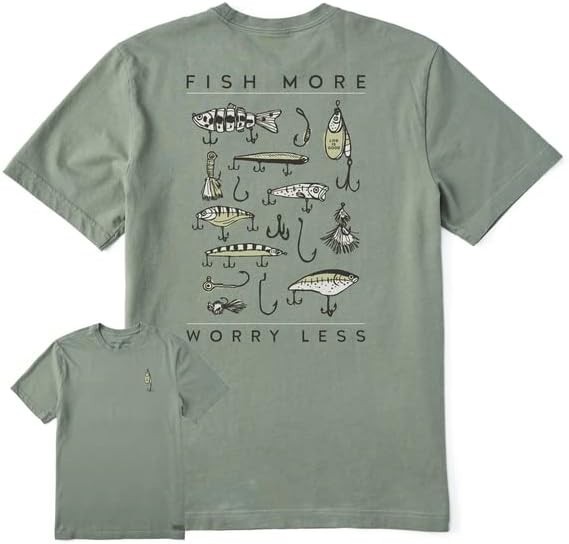 LIFE IS GOOD Fish Fishing Lures More Worry Less Mens SS TShirt NWT Sz Medium M gallery