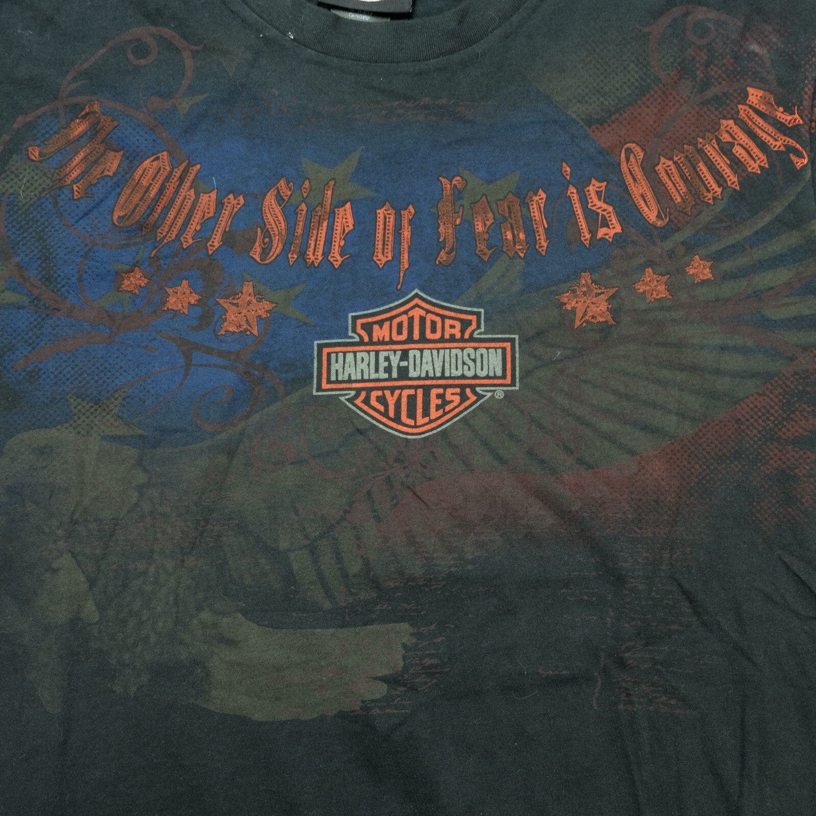 Rare VTG HARLEY DAVIDSON The Other Side of Fear is Courage T Shirt 90s 2000s M gallery