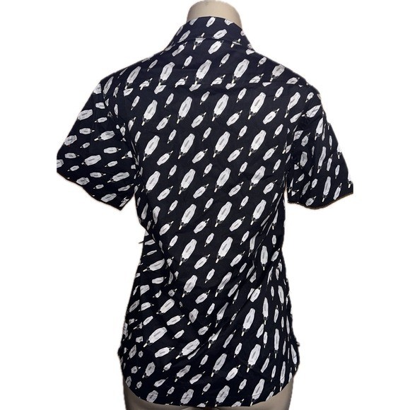 Public Art Mens Popsicle Print Short Sleeve Button Down Shirt Black White Small gallery