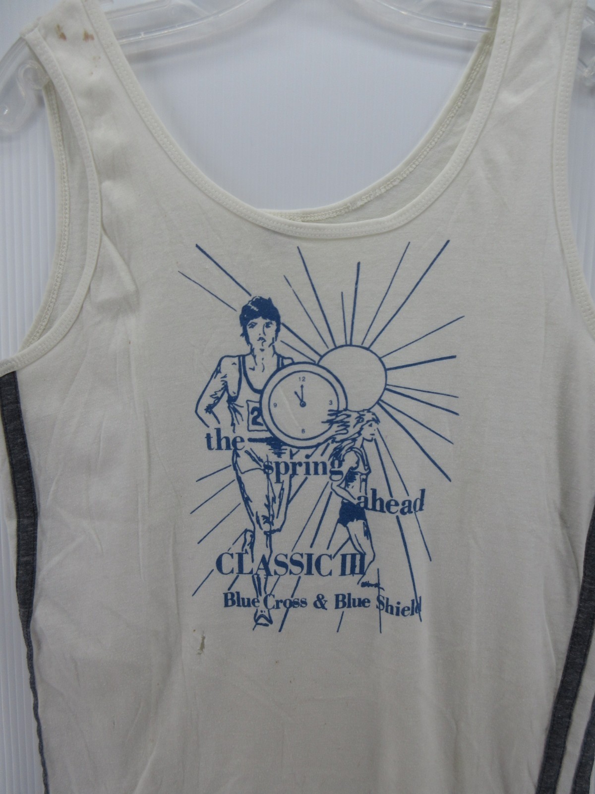 VTG Champion Shirt Men Small (L) Blue Bar Track 70s 80s Tank Top Running Singlet gallery