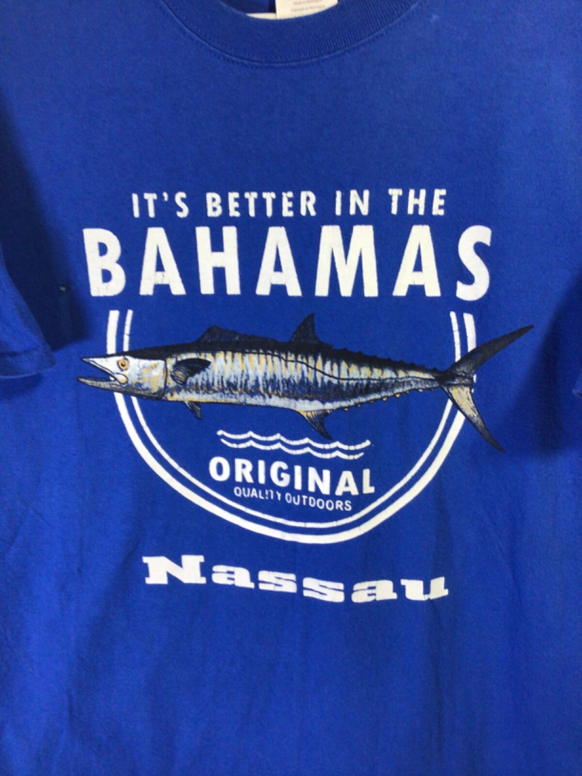 Bahamas Nassau (Fish) Blue Large Cotton T Shirt T17 gallery