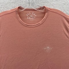 Faherty Shirt Medium Mens Orange All Day UPF Logo Short Sleeve Top Crew Neck Tee