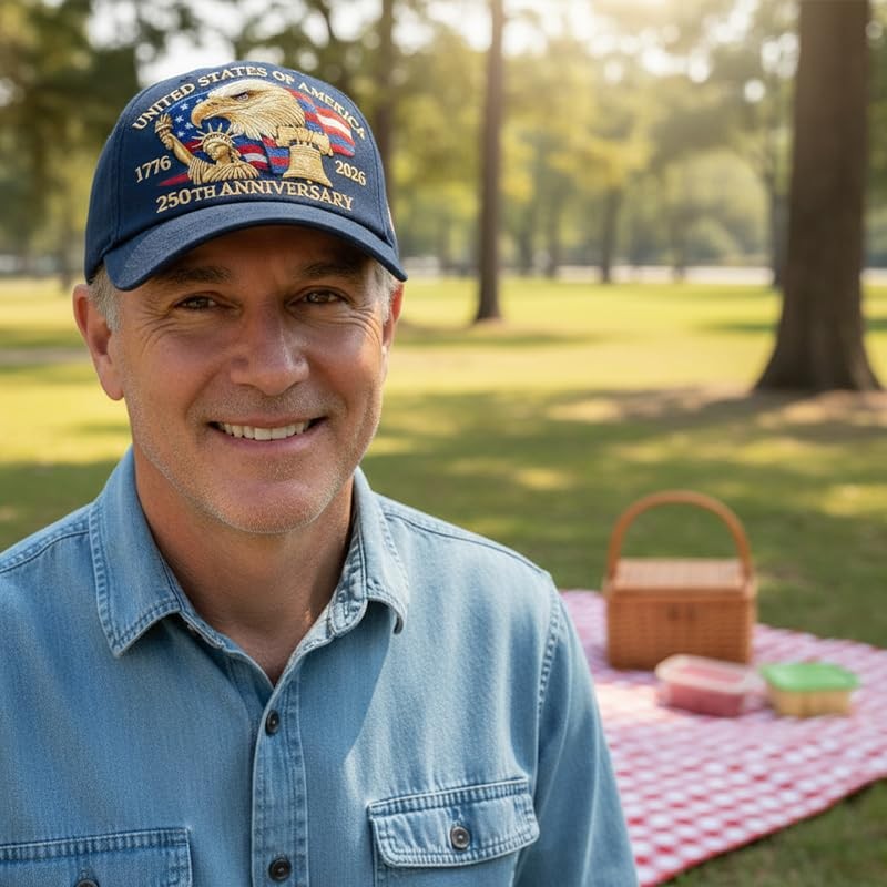 250 Anniversary USA Hat â€“ United States 250th Anniversary Adjustable Cyan gallery