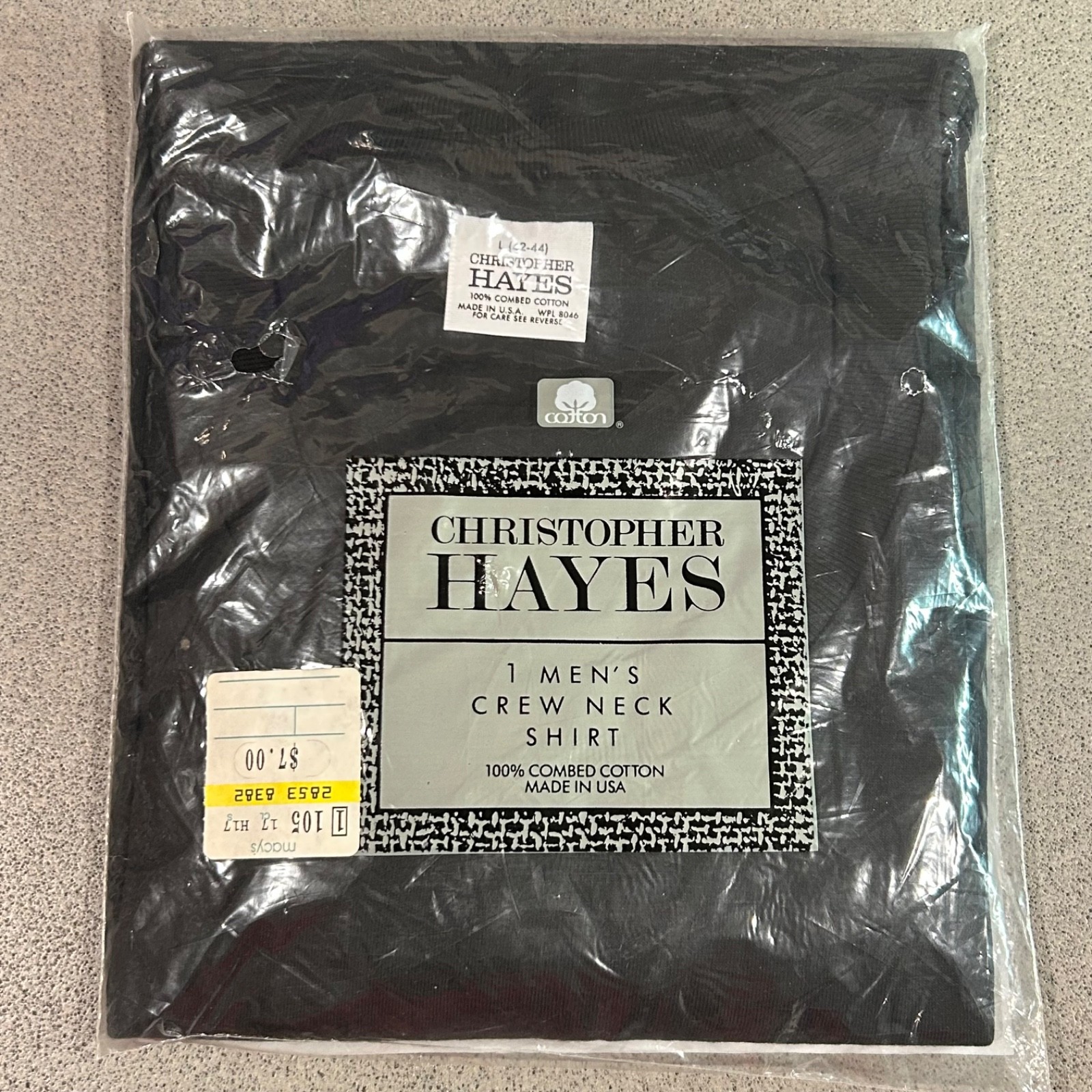 Vintage 90s NEW Mens black crewneck Tshirt Made in USA size L 100% Combed Cotton gallery