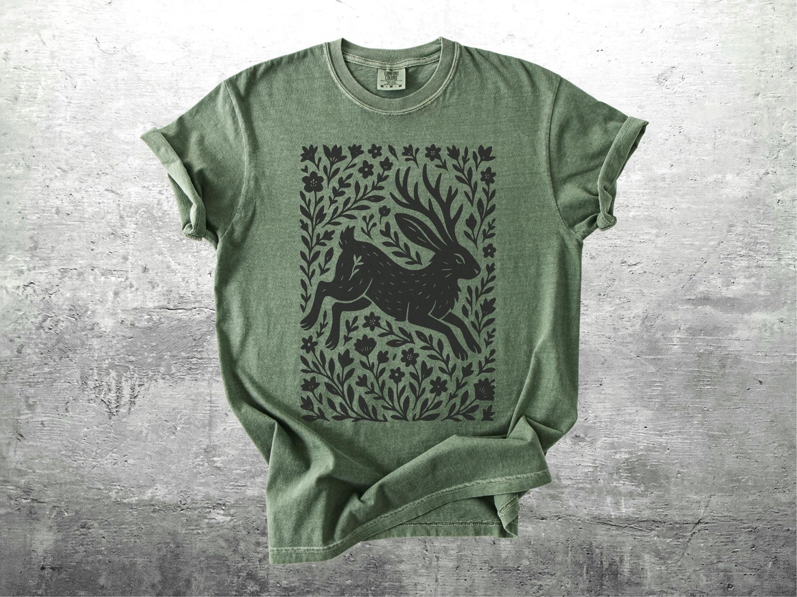 Jackalope Shirt, Dark Cottagecore, Fairycore, Goblincore, Dark Academia, Floral gallery