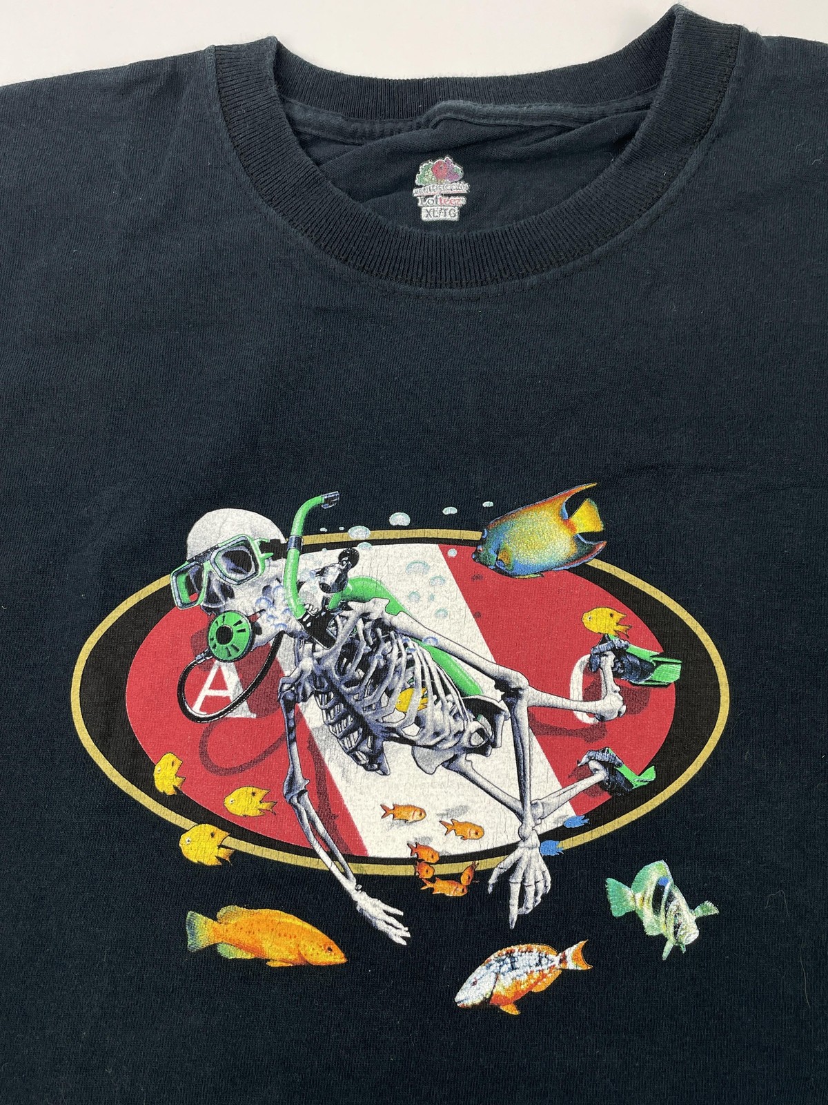 Fruit Of The Loom Shirt Mens XL Black Skeleton Scuba Amphibious Outfitters gallery