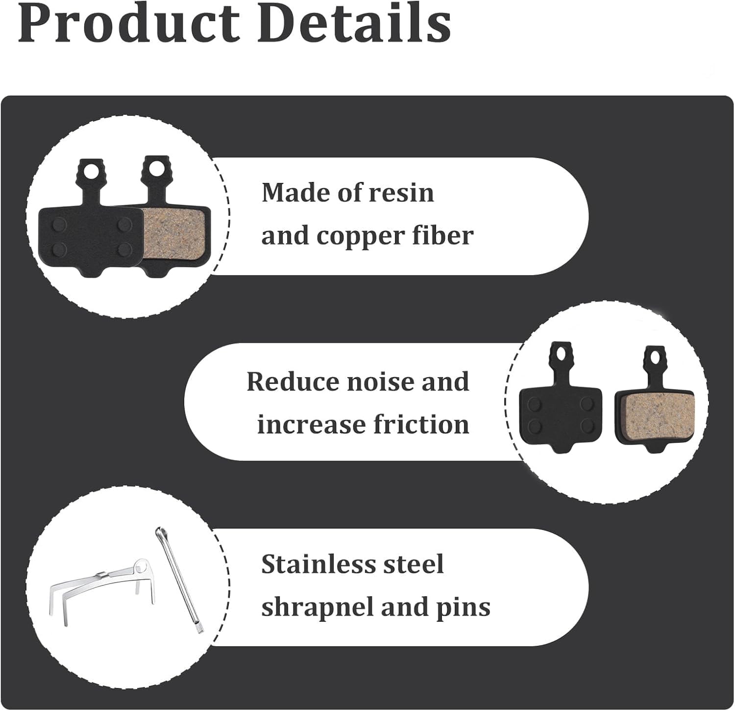 4 Pairs Bike Disc Brake Pads Compatible with SRAM Avid Elixir E1 E3 E5 E7 E9 ER