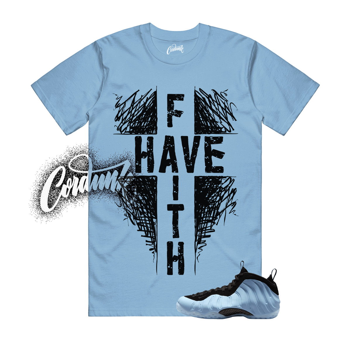 Foamposite Psychic Blue Black Air One T Shirt Match F2