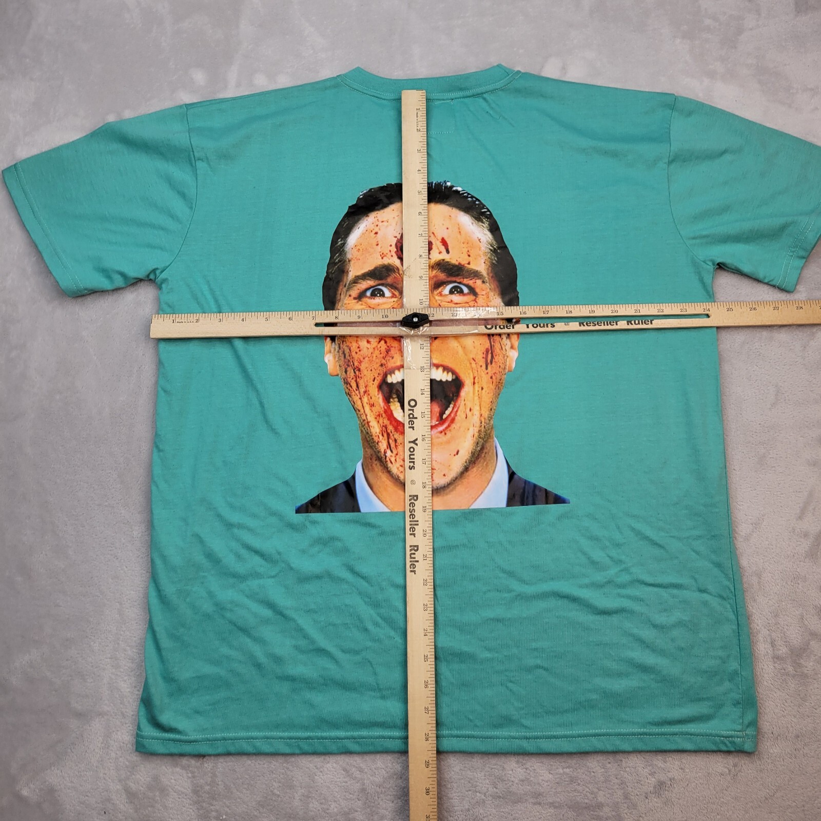 Macchanistan Shirt Mens Large Blue Streetwear Movie Bale Headshot Blood Hit Here gallery