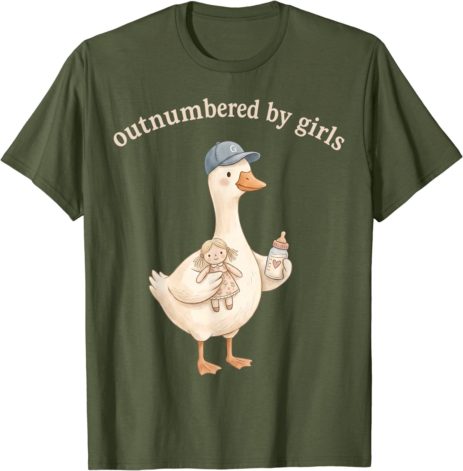 Outnumbered By Girls Funny Dad Goose Family Life T-Shirt gallery