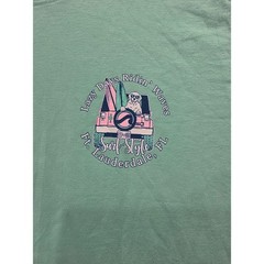 Surf Style Ft Lauderdale FL Graphic Tee Mens Medium Mint Green Lazy Days Waves