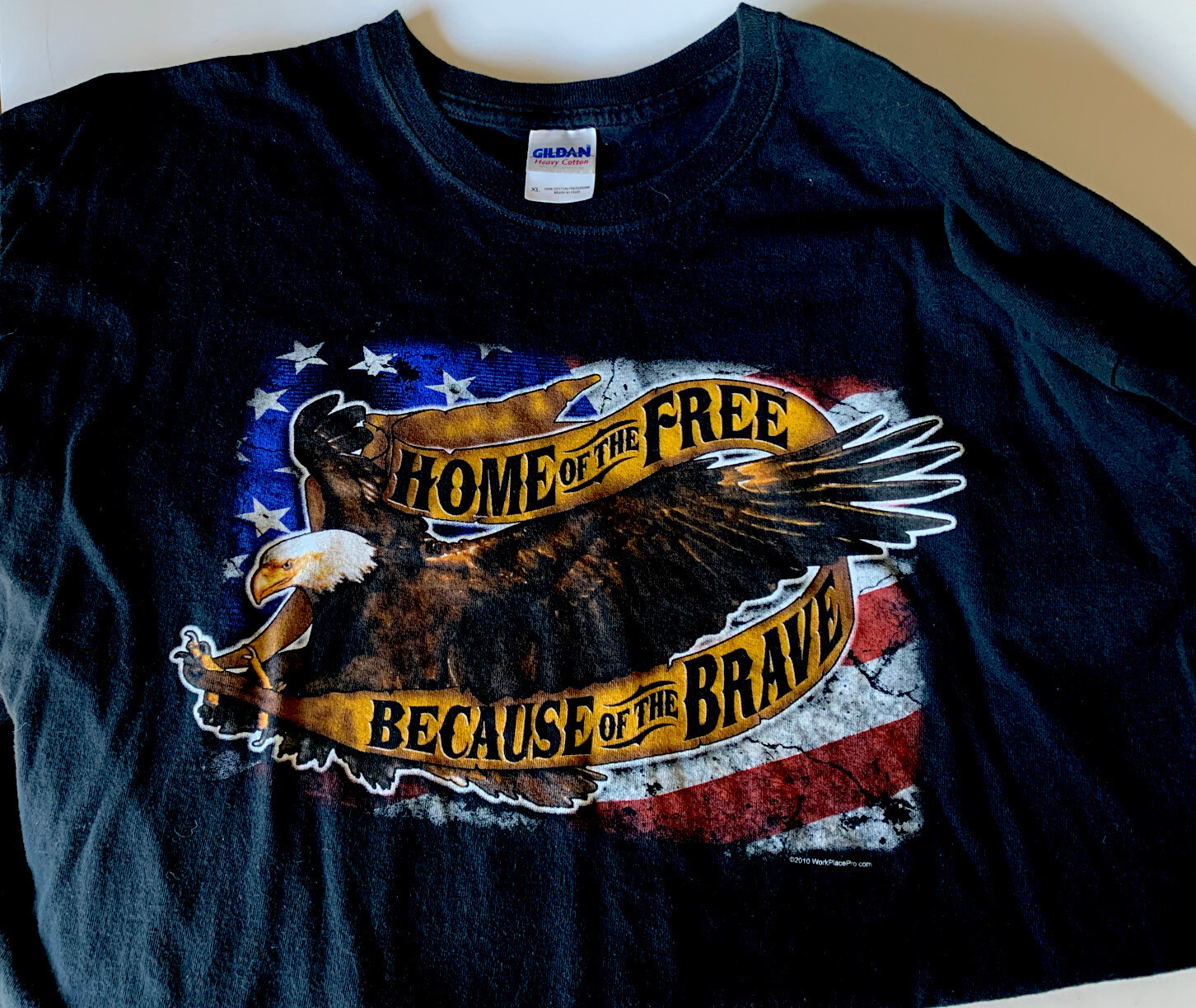 LAND OF THE FREE HOME OF THE BRAVE 4th July Black TShirt Men’s XL Patriot Flag gallery