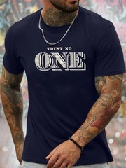 Camiseta Elegante Con Estampado De Letras Para Hombre Camisa Moda Vintagecasual