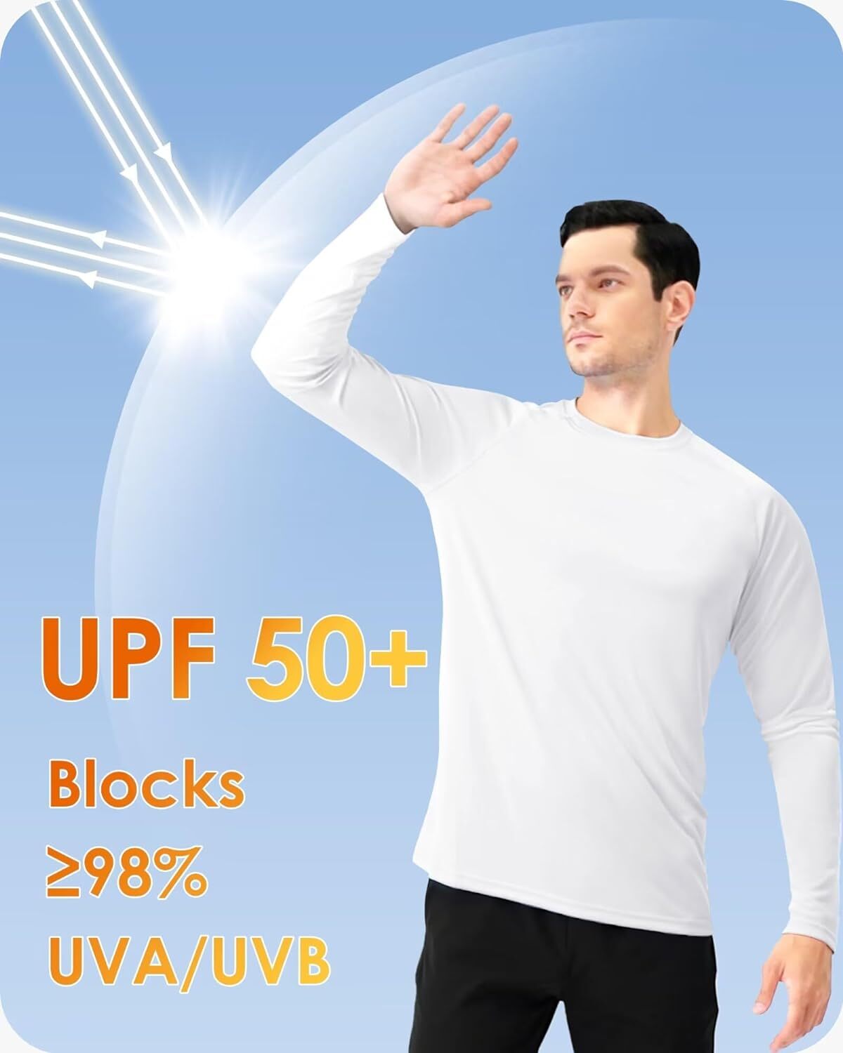 Men's UPF 50+ Sun Protection UV SPF Shirts Long Sleeve Lightweight Quick Dry Tee gallery