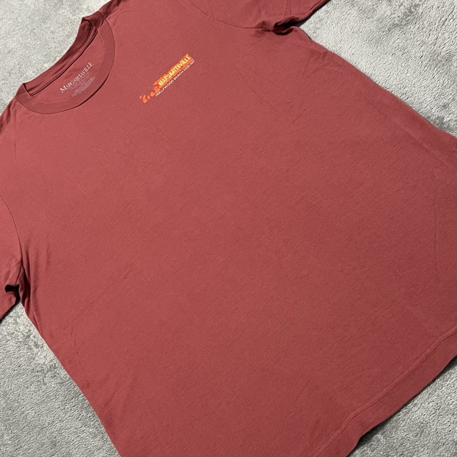 Margaritaville T Shirt Mens L Red Lone Palm Hollywood Beach Resort Tee