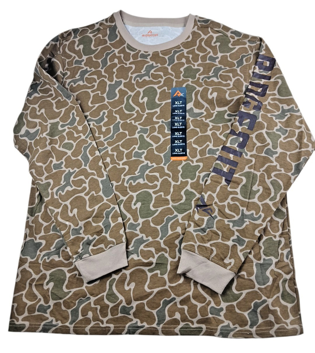Ridgecut Men’s Camo Logo Long-Sleeve T-Shirt Olive NWT Size XLT Outdoor Hunting