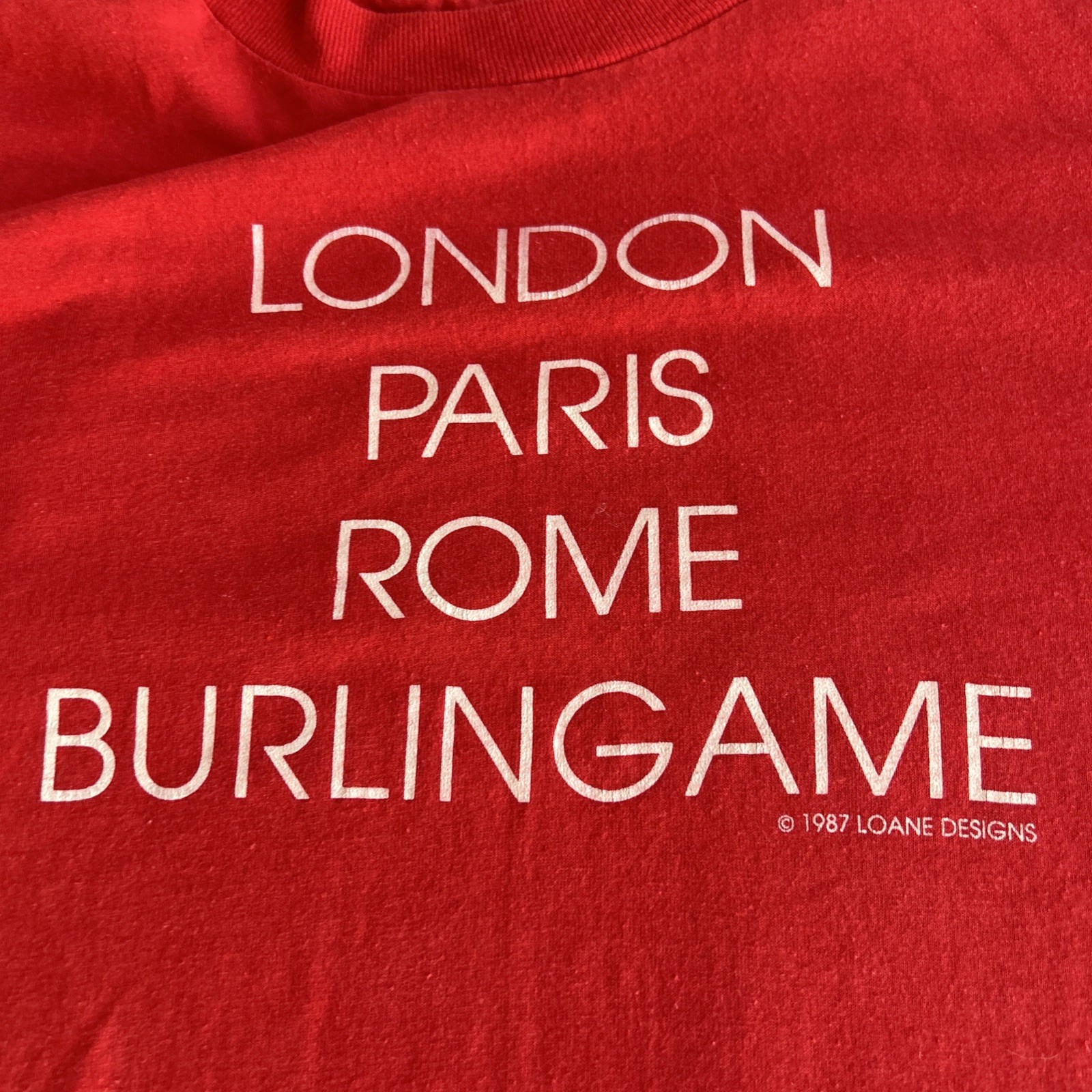 London / Paris / Rome / Burlingame Loane Designs Tee 1987 Single Stitch Large gallery