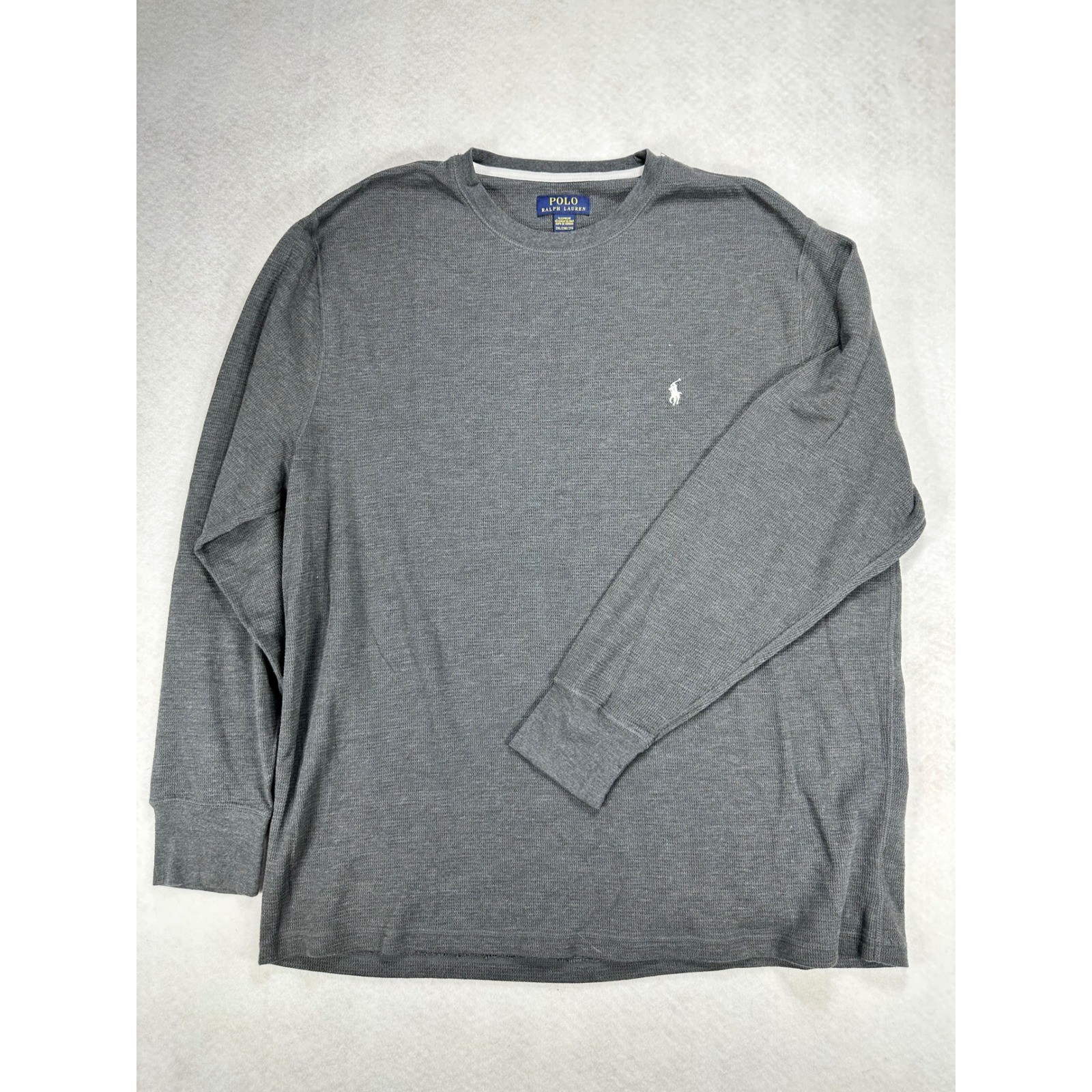 Polo Ralph Lauren Mens 2XL Charcoal Gray Waffle Knit Thermal Long Sleeve Shirt gallery