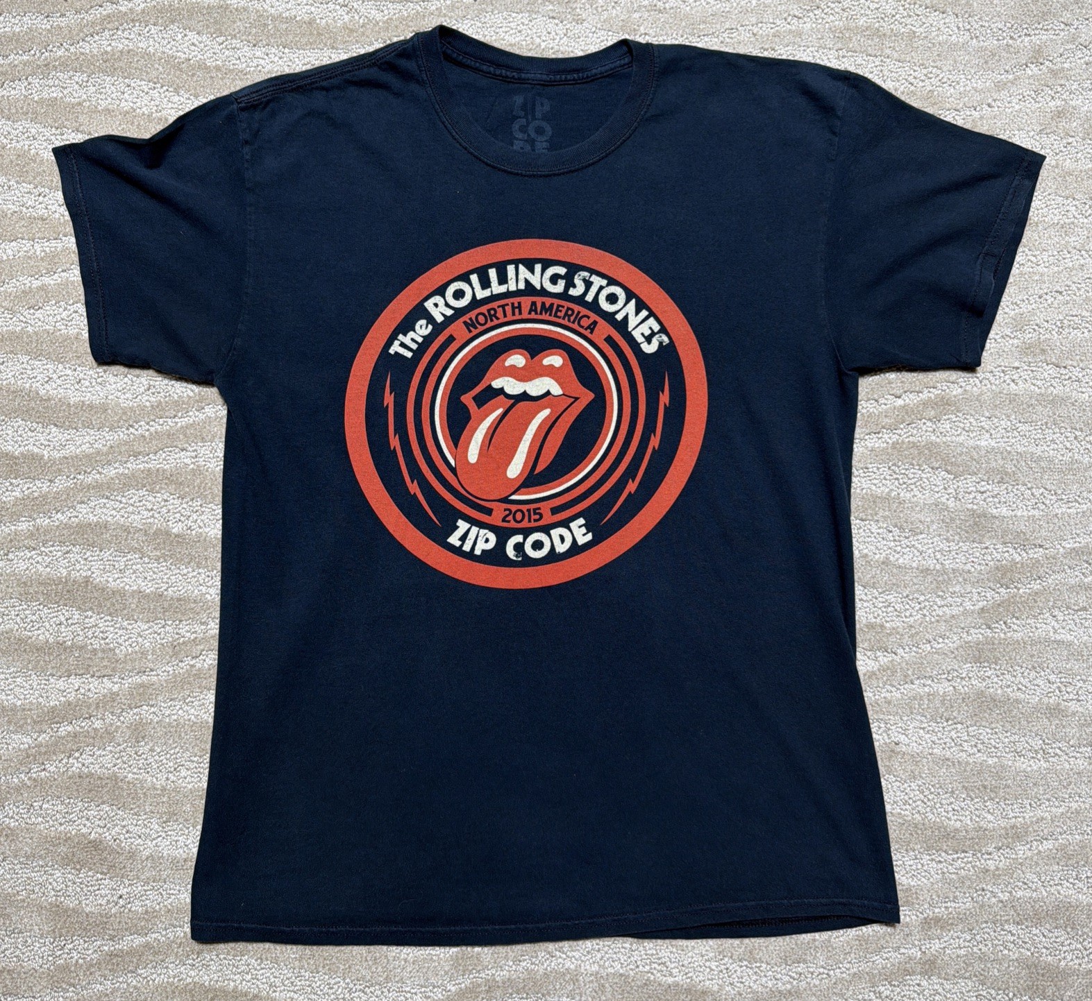 The Rolling Stones Shirt Mens Large Blue Zip Code 2015 Tour Graphic Band Tee L gallery