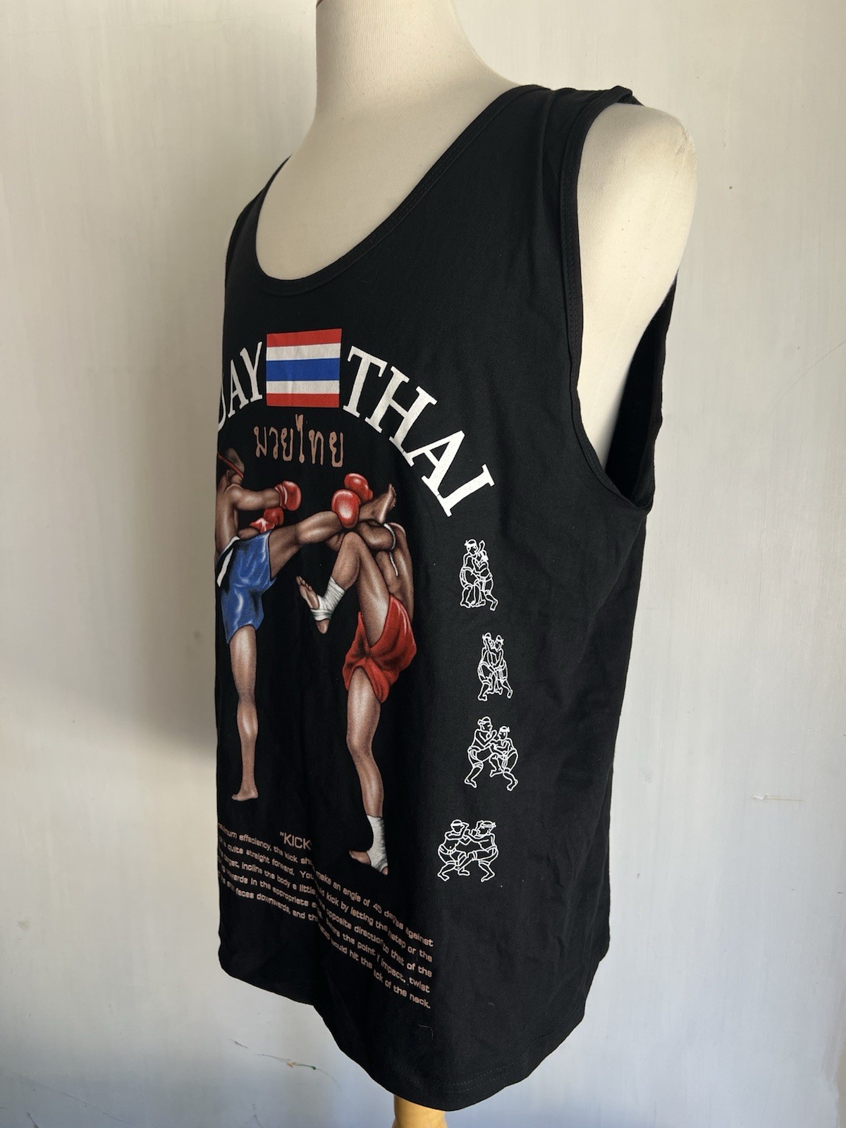 MUAY THAI Official MMA "Kick" Boxer Martial Arts Tank Top T-Shirt Size Large gallery