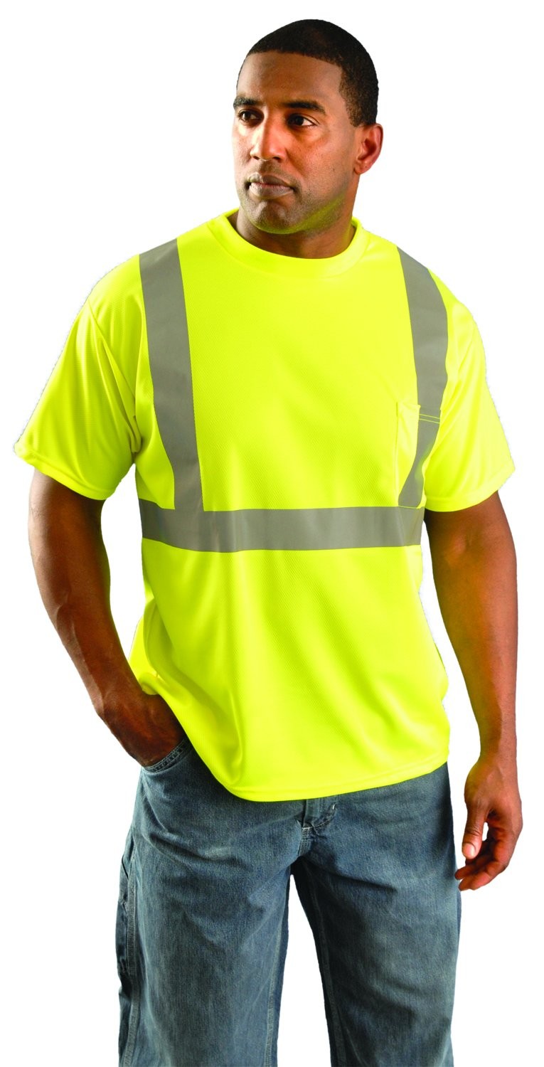 2X Large Yellow Men's Wicking Birdseye T Shirt Ansi Class 2 Reflective Safety gallery